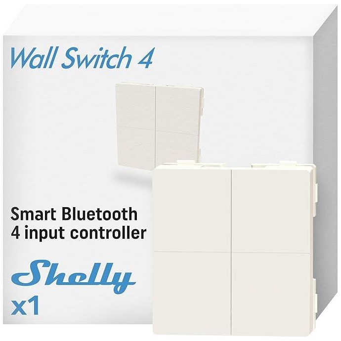 Shelly BLU Wall Switch 4 (Stand Alone) - Pulsante a muro Bluetooth 4 tasti
