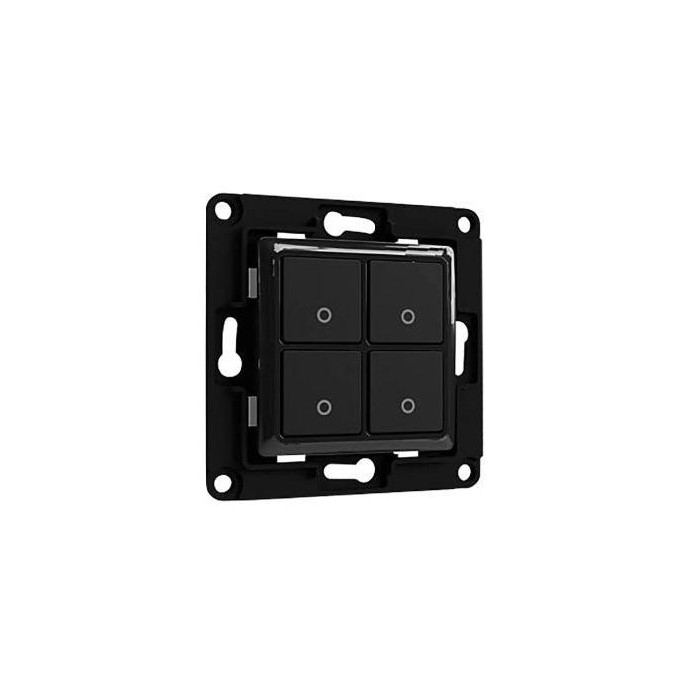 Shelly Wall Switch 4 - Pulsanti filari da parete 4 tasti nero con supp relè