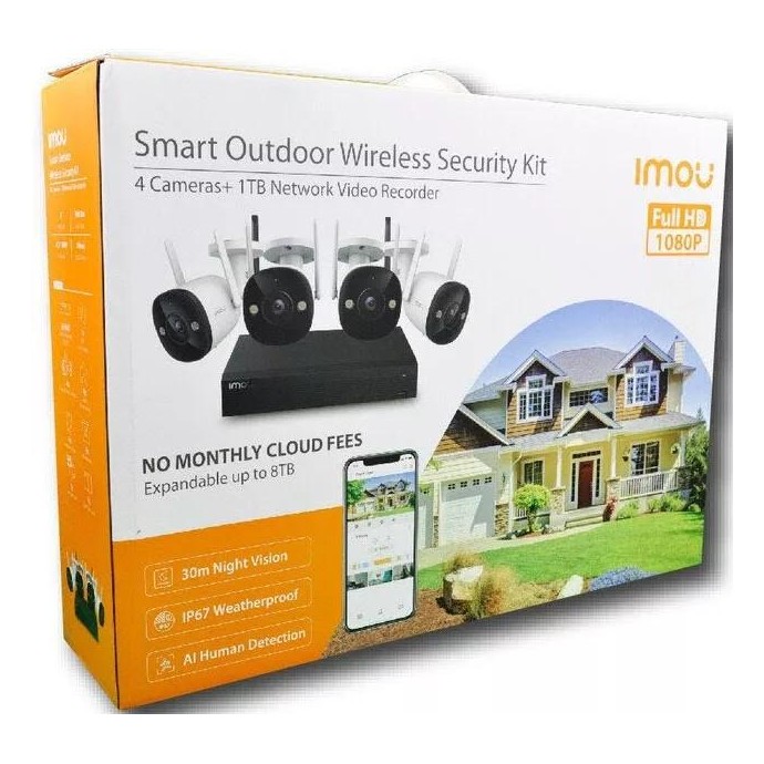 Imou KIT Videoregistratore di rete a 4 CH NVR 1080p Wireless+ 4Telecamere+HD 1TB