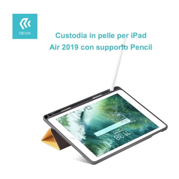 Custodia in pelle per iPad Air 2019 con supporto Pencil Blu