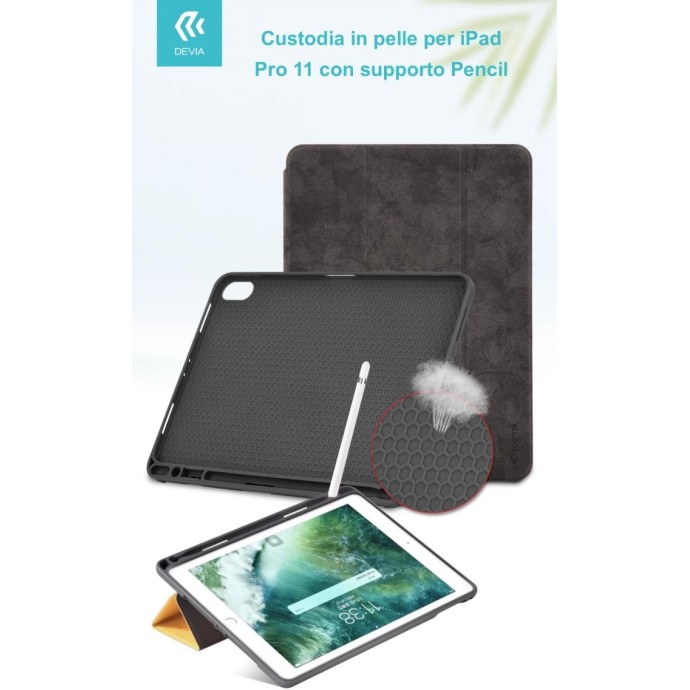 Cover in Pelle con Supporto Pencil per iPad Pro 11 Nera Cover in Pelle con Supporto Pencil per iPad Pro 11 Nera