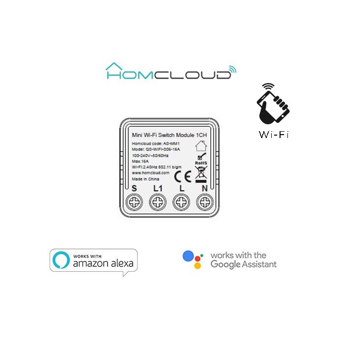 Modulo Interruttore Mini 1CH Wi-Fi da incasso Modulo Interruttore Mini 1CH Wi-Fi da incasso