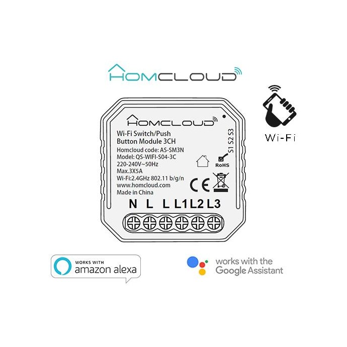 Modulo PuIsante/Interruttore 3CH Wi-Fi da incasso Modulo PuIsante/Interruttore 3CH Wi-Fi da incasso