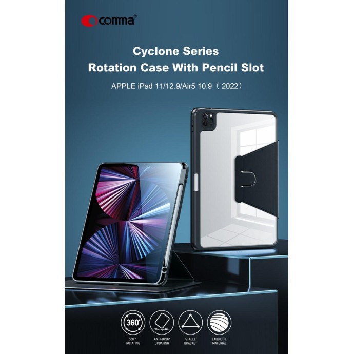 Cover per iPad 10 10.9 2022 con rotazione e supporto Nera Cover per iPad 10 10.9 2022 con rotazione e supporto Nera