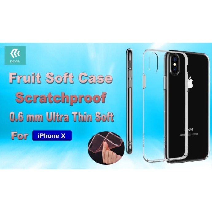 Cover Fruit Soft 0,6mm Anti Graffio 4H iPhone X Trasparente Cover Fruit Soft 0,6mm Anti Graffio 4H iPhone X Trasparente