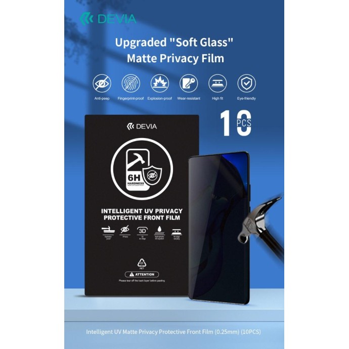 Pellicole Privacy 0,25mm UV Durezza 6H Ideale schermi Curvi scatola da 10 pezzi Pellicole Privacy 0,25mm UV Durezza 6H Ideale schermi Curvi scatola da 10 pezzi