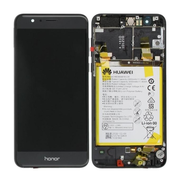Lcd Con Frame e Batteria 02350VAS Honor 8 Originale Nero