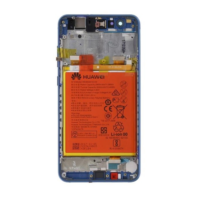 Huawei P10 Lite LCD Display + Batt + Frame Service Pack Blu