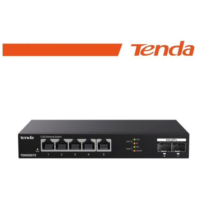 Tenda Switch con 5 porte LAN 2.5 Gbps e 2 porte 10 Gbps SFP+ Tenda Switch con 5 porte LAN 2.5 Gbps e 2 porte 10 Gbps SFP+