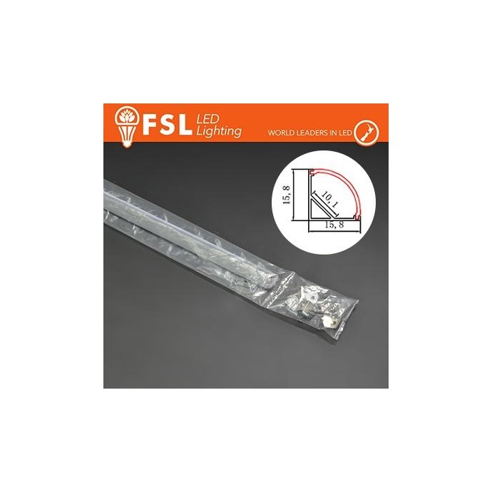 KIT PROFILO ALLUMINIO 6063 - Angolare 2m SILVER - cover opal KIT PROFILO ALLUMINIO 6063 - Angolare 2m SILVER - cover opal