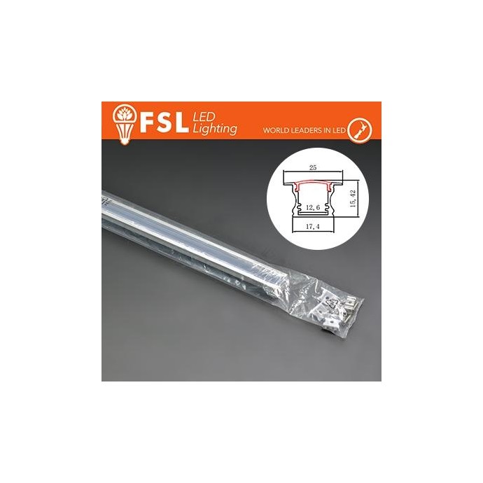 KIT PROFILO ALLUMINIO 6063 - Incasso 2m SILVER - cover opal KIT PROFILO ALLUMINIO 6063 - Incasso 2m SILVER - cover opal