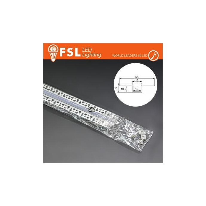 KIT PROFILO ALLUMINIO 6063 - RASO 2m SILVER - cover opal KIT PROFILO ALLUMINIO 6063 - RASO 2m SILVER - cover opal