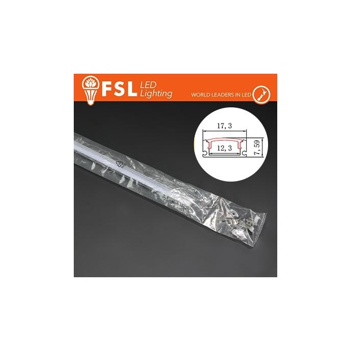 KIT PROFILO ALLUMINIO 6063 - U 2m SILVER - cover opal KIT PROFILO ALLUMINIO 6063 - U 2m SILVER - cover opal
