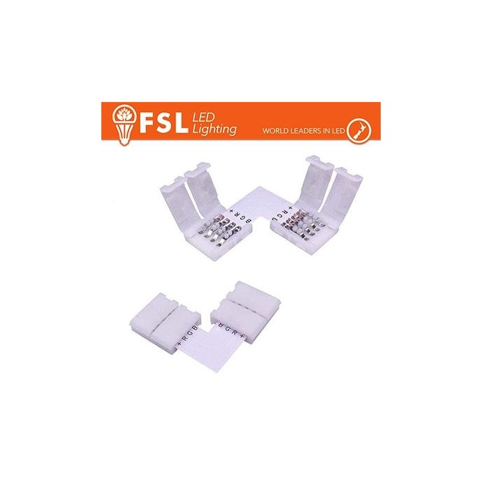 Connettore rapido L per strip 10mm LED RGB Connettore rapido L per strip 10mm LED RGB