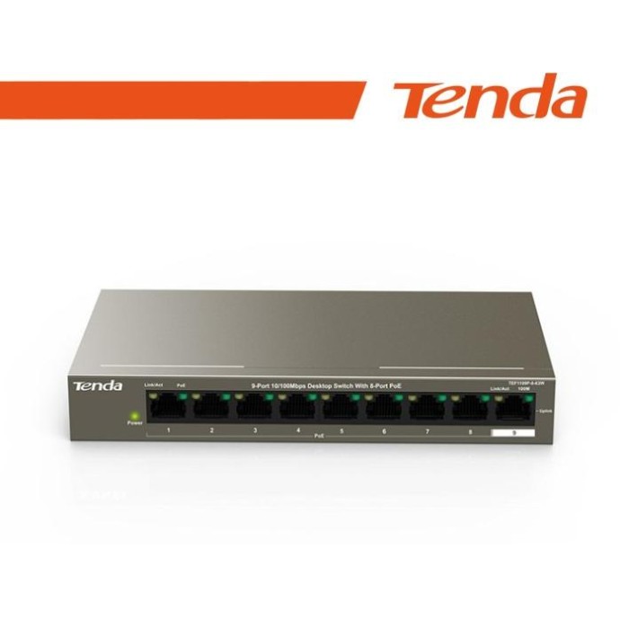 Tenda Switch 9 porte 10/100 8 porte PoE 63W - TEF1109P-8-63W Tenda Switch 9 porte 10/100 8 porte PoE 63W - TEF1109P-8-63W
