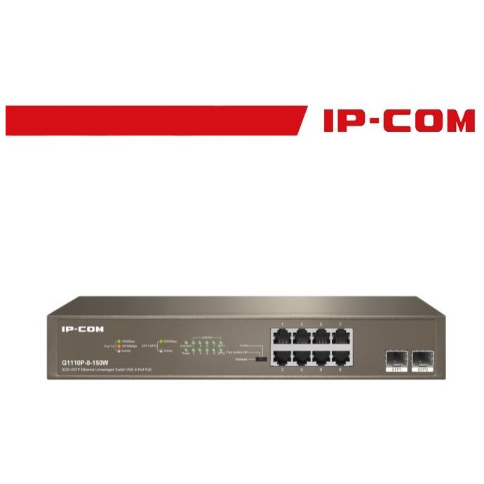 IP-COM Switch Unmanaged 8GE + 2SFP 8 porte PoE 150W - G1110P-8-150W IP-COM Switch Unmanaged 8GE + 2SFP 8 porte PoE 150W - G1110P-8-150W