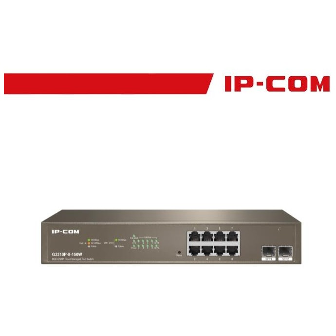IP-COM Switch PoE Cloud Managed 8GE+2SFP 150W - G3310P-8-150W IP-COM Switch PoE Cloud Managed 8GE+2SFP 150W - G3310P-8-150W
