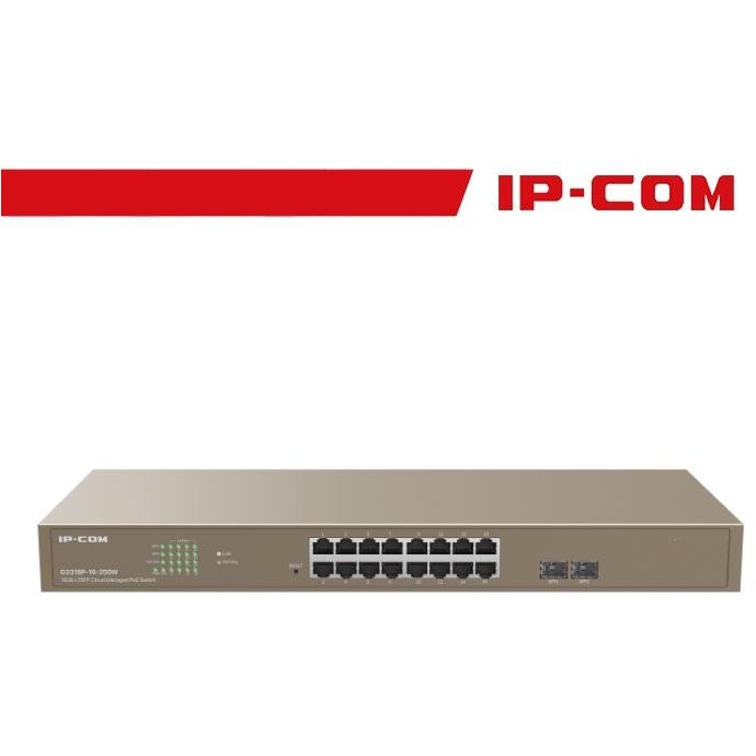 IP-COM Switch PoE Rack Cloud Managed L2 16 Port GE + 2SFP - G3318P-16-250W IP-COM Switch PoE Rack Cloud Managed L2 16 Port GE + 2SFP - G3318P-16-250W