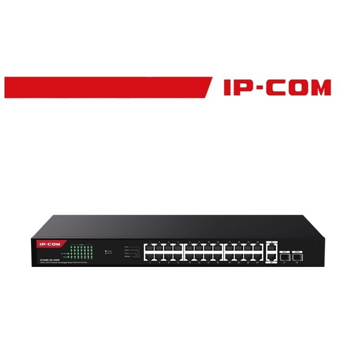 IP-COM 26GE+2SFP Ethernet Unmanaged Switch With 24-Port PoE - G1128P-24-410W