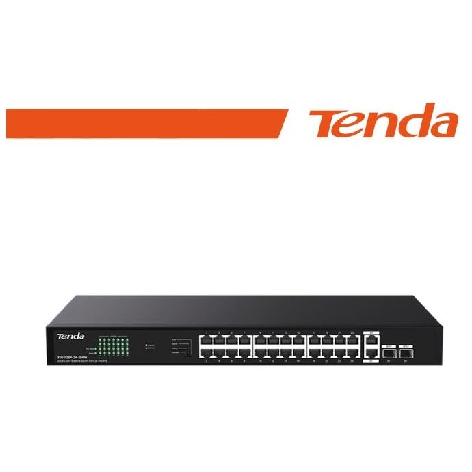 Tenda 26GE+2SFP Ethernet Switch With 24-Port PoE - TEG1128P-24-250W Tenda 26GE+2SFP Ethernet Switch With 24-Port PoE - TEG1128P-24-250W