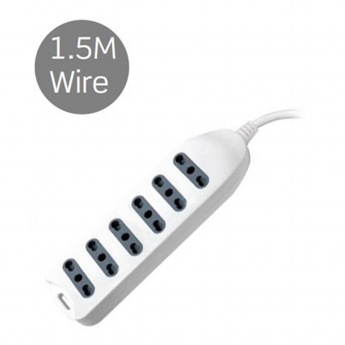 Multipresa 6 Pos 10/16A Bipasso Con Attacco a parete 250V~Max:3500W Cavo H05VV-F 3G1.0mmX1.5m Con Spina 16A 2P+T Multipresa 6 Pos 10/16A Bipasso Con Attacco a parete 250V~Max:3500W Cavo H05VV-F 3G1.0mmX1.5m Con Spina 16A 2P+T