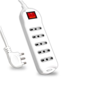 5 pos. Con Interruttore Luminoso , 10/16A Bipasso Con Attacco a Parete 250V~ Max: 3500W Cavo H05VV-F 3G1.0mmX1.5m Con Spina 16A 