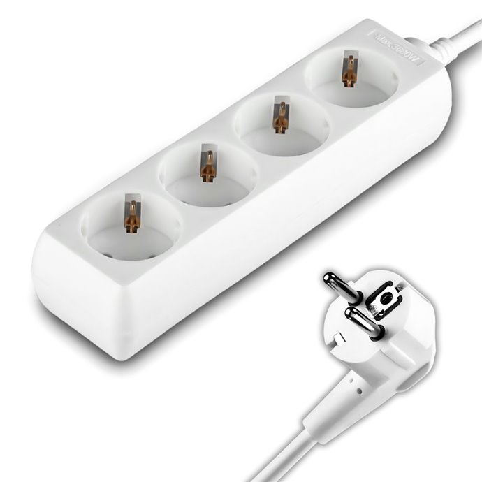 4 Ways Socket (3G 1.5mm2 X 3M) Polybag with Card White 4 Ways Socket (3G 1.5mm2 X 3M) Polybag with Card White