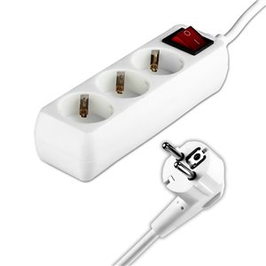 3 Ways Socket with Switch (3G 1.5mm2 X 5M) Polybag with Card White