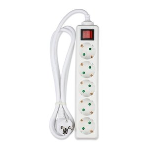 5 Ways Socket with Switch (3G 1.5mm2 X 1.5M) Polybag with Card White