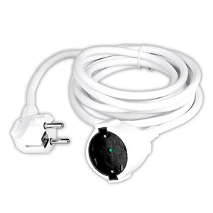 Extension Cord (3G 1.5mm 2 X 3m ) 10/16A , Polybag + Card White