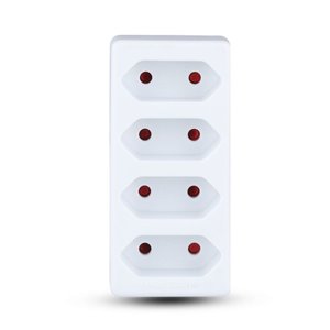 4 Ways Adapter With Earthing Contact 10A 250V (Label + Polybag With Headcard ) White