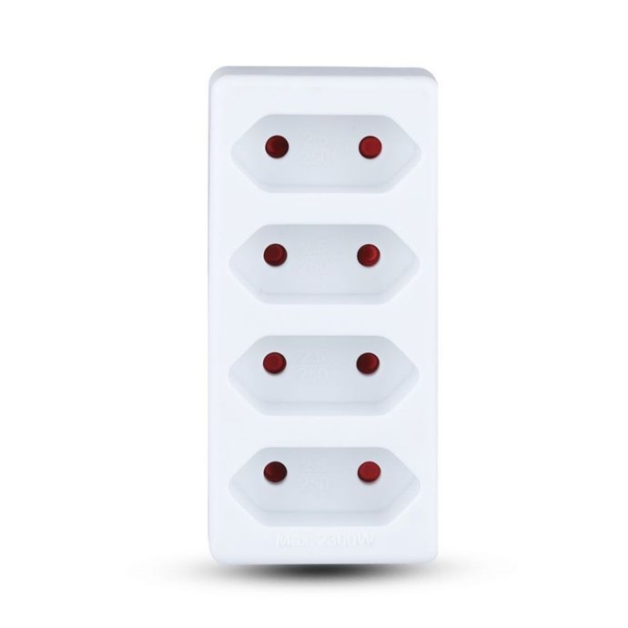 4 Ways Adapter With Earthing Contact 10A 250V (Label + Polybag With Headcard ) White 4 Ways Adapter With Earthing Contact 10A 250V (Label + Polybag With Headcard ) White