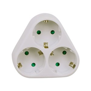 3 Ways Adapter With Earthing Contact 10/16A 250V(Label+Polybag With Hedcard) White