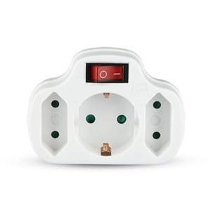 Adapter With Switch & Earthing Contact 2 Socket 2.5 1 Socket 16A