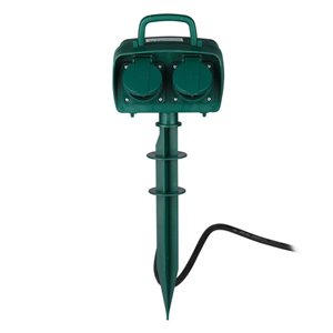 2 Ways Garden Spike Socket with Mechanical Timer 3G 1.5mm*3m IP44 Green