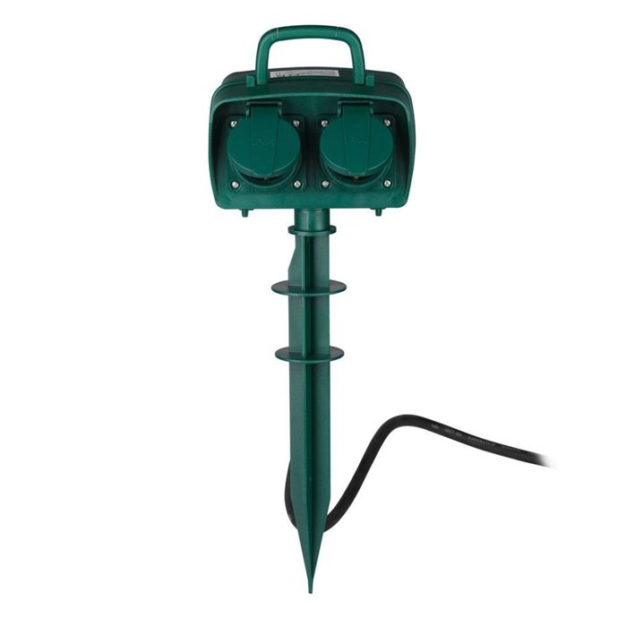 2 Ways Garden Spike Socket with Mechanical Timer 3G 1.5mm*3m IP44 Green 2 Ways Garden Spike Socket with Mechanical Timer 3G 1.5mm*3m IP44 Green