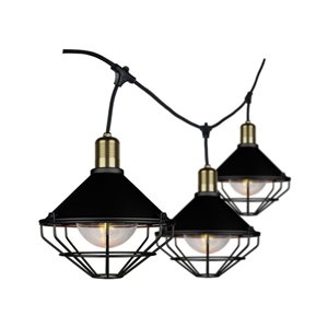 LED String Ligh 3m with 6 Bulbs Matt Black IP65