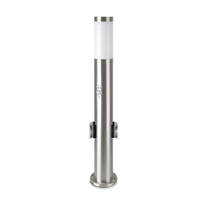 E27 Bollard Lamp 60cm PIR Sensor with 2 EU Plug Sockets Stainless Steel Satin Nickel IP44