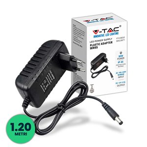 Plastic Power Supply 30W 12V 2.5A Plug and Play with 2.1 Jack Black Color 1.2m Cable IP44