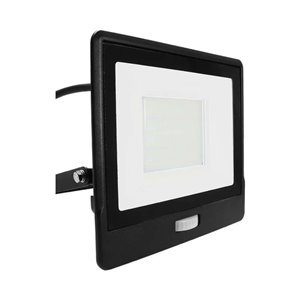 50W LED PIR Sensor Floodlight Samsung Chip Black Body 4000K 1m Cable