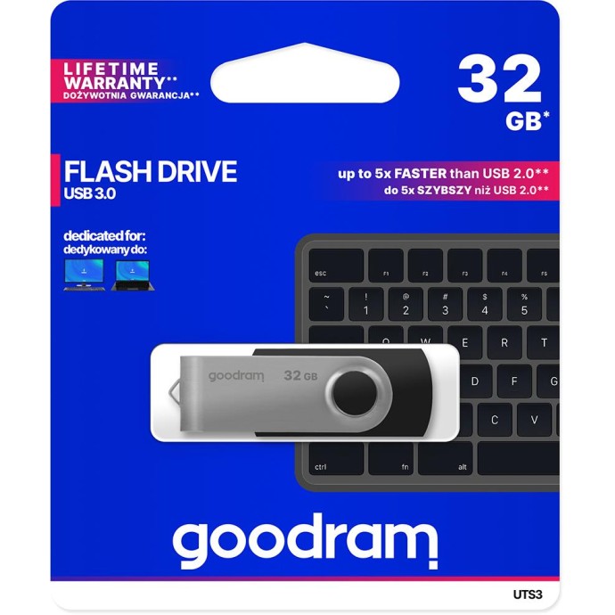 Pendrive GoodRAM 32GB UTS3 BLACK USB 3.0 - retail blister Pendrive GoodRAM 32GB UTS3 BLACK USB 3.0 - retail blister