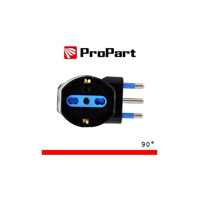 Adattatore schuko 90° spina16A salvaspazio nero Adattatore schuko 90° spina16A salvaspazio nero