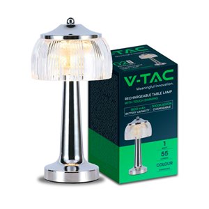 LED Table Lamp 1800mAH BatteryD:13.5*26.5 Chrome Body3IN1