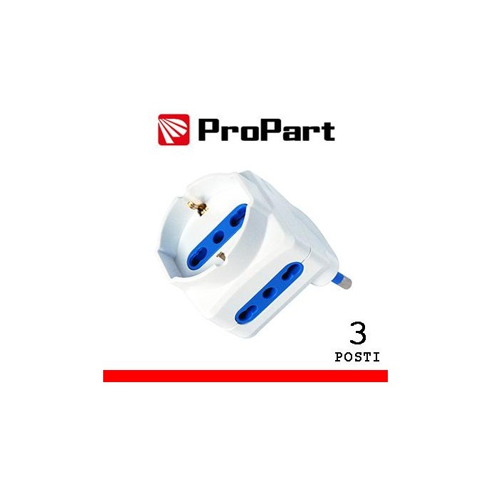 Adattatore 3pos bipasso/schuko spina16A salvaspazio Adattatore 3pos bipasso/schuko spina16A salvaspazio