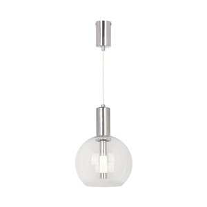 5W LED Pendant Chandelier with Contemporary Design with Transparent Glass Sphere 200*1905mm Steel Color Elegant Finish 3000K