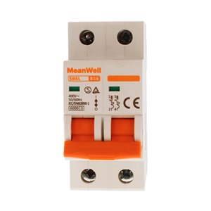 Interruttore Magnetetermico MeanWell Curva B 2 Poili 2M 6kA B16A AC 400V IP20 IEC60898