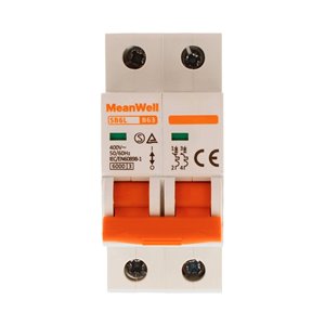 Interruttore Magnetetermico MeanWell Curva B 2P 2M 6kA B63A AC 400V IP20 IEC60898
