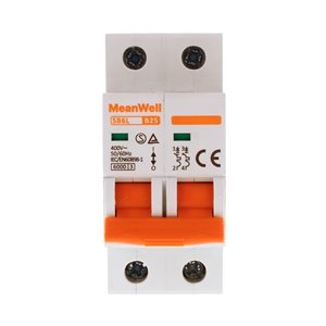 Interruttore Magnetetermico MeanWell Curva B 2P 2M 6kA B25A AC 400V IP20 IEC60898