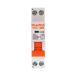 Interruttore Magnetetermico MeanWell Curva B 1 Polo+Neutro 1M 6kA B16A AC 230V IP20 IEC60898