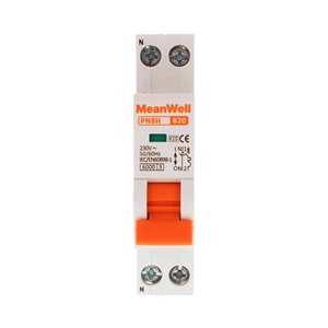 Interruttore Magnetetermico MeanWell Curva B 1 Polo+Neutro 1M 6kA B20A AC 230V IP20 IEC60898